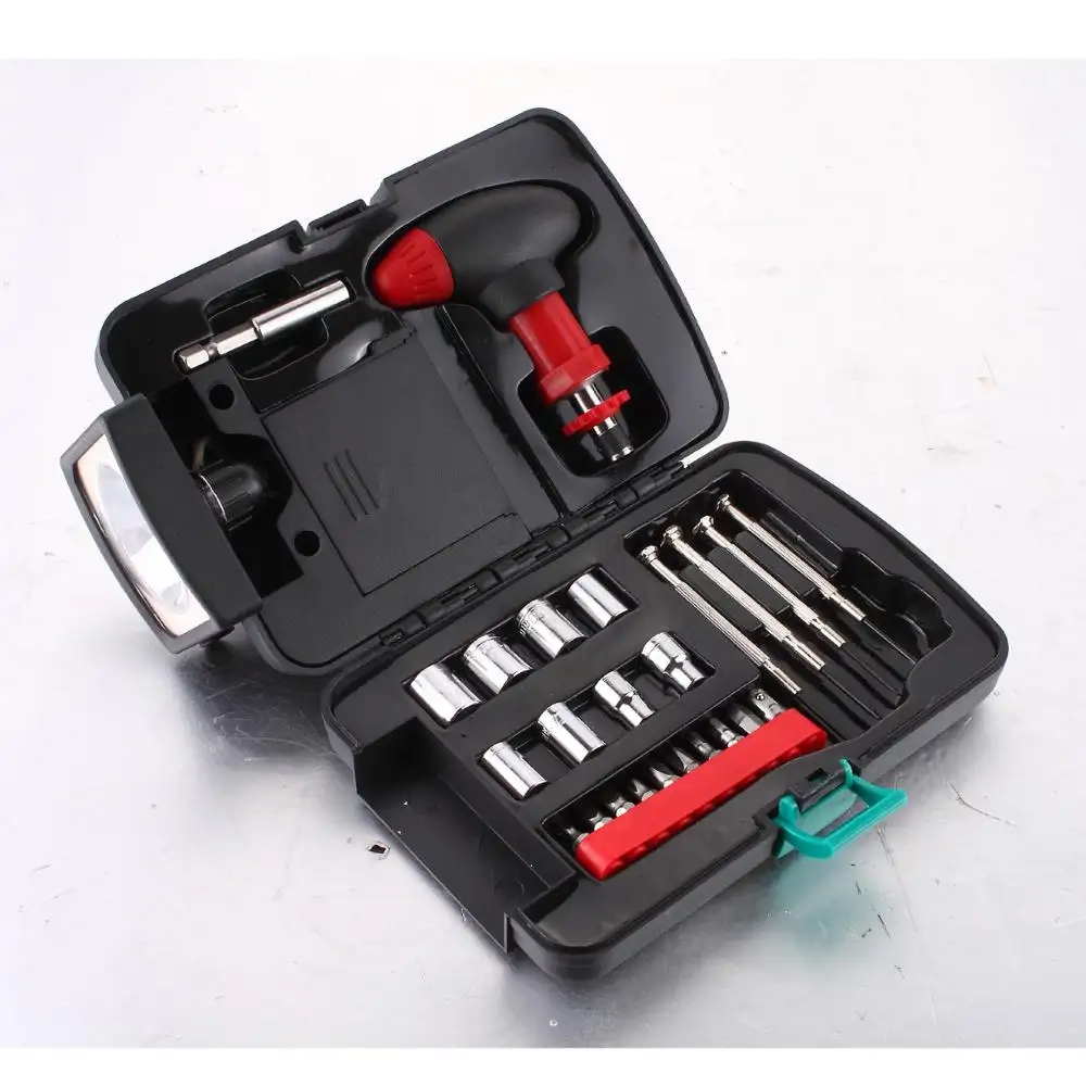 Tools kit 24 pcs with 4 LED light different kinds of mechanical tools household tool