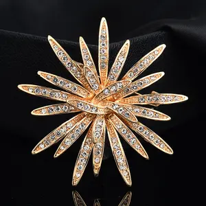 Phong Cách Thời Trang Pha Lê Cubic Zirconia Sun Flower Trâm Pin Mặt Dây Chuyền Phụ Nữ Đa Năng Trang Sức Phụ Kiện