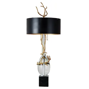 Marco de lámpara Rama de árbol Aroung Lámpara de mesa Pantalla negra Cristal transparente con latón LED Eléctrico Cobre moderno Residencial 50000