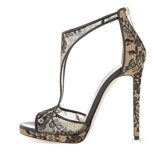 Bellissimi <span class=keywords><strong>Sandali</strong></span> Neri con <span class=keywords><strong>Tacco</strong></span> <span class=keywords><strong>a</strong></span> <span class=keywords><strong>Spillo</strong></span> e Punta Aperta in Rete Floreale per Signore - Product Image 2