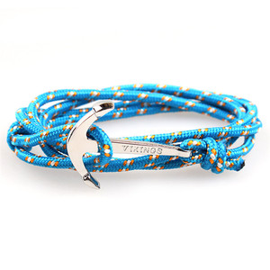 Bracciale Unisex con gancio in corda nautica con ancoraggio in argento da donna da uomo