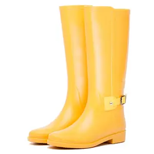 ZAPATOS DE TRABAJO antideslizantes impermeables personalizados para mujer, Botas de lluvia de PVC con hebilla, Wellies clásicas hasta la rodilla