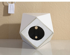 Di alta Qualità In Ceramica Dissipatore di Trasporto in piedi Bacino bagni a forma di diamante di un pezzo piedistallo <span class=keywords><strong>mano</strong></span> <span class=keywords><strong>lavabo</strong></span> - Product Image 5