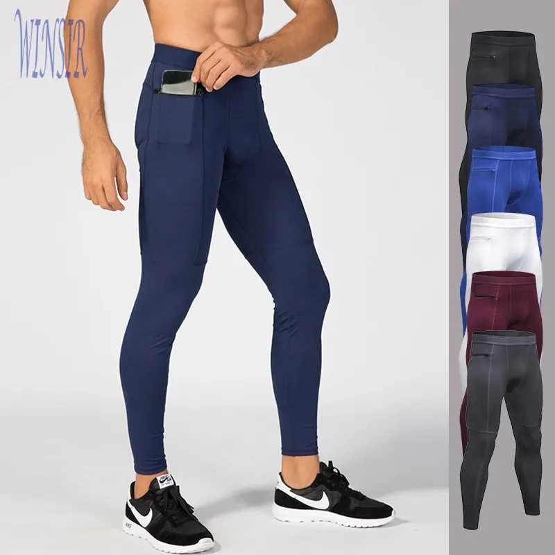 Оптовая продажа, высокоэластичные компрессионные базовые штаны, впитывающие Пот Спортивные колготки, леггинсы для бега и спортзала для мужчин