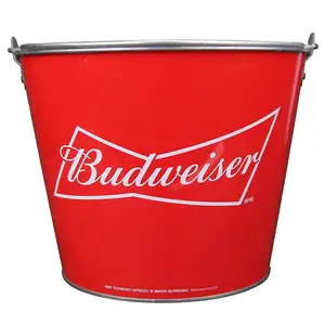 5 Quarts Red Budweiser Logo Kim Loại Xô