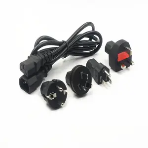 VDE Male to Female IEC 60320 C13/C14 AC Power Cable Extension Cord with AU EU US UK Plugs