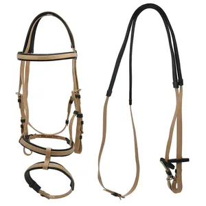 Hot Selling Equestrian Supplies Nylon Australian Style Horse Saddle Bridle with 2 Nose Band PVC Dressage Horse Bridle