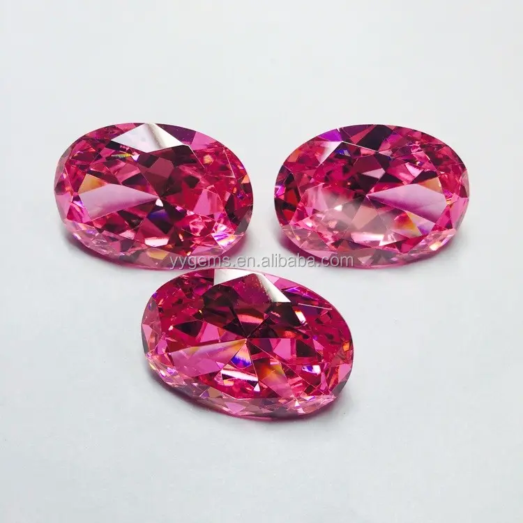 Оптовая продажа с завода, розовый, красный синтетический алмазный камень, овальная огранка, кубические циркониевые камни