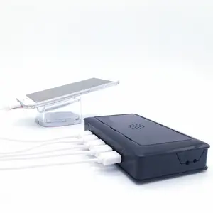 Mobile phone security display system with charging cable and alarm and anti-theft functions