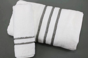Vente chaude super doux moelleux confortable ensembles de serviettes de <span class=keywords><strong>bain</strong></span> <span class=keywords><strong>serviette</strong></span> à rayures blanches - Product Image 3