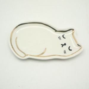 Plato de Cerámica Personalizado con Forma de Gato Dorado, Plato para Joyas, Regalo de Boda, Decoración del Hogar - Product Image 2