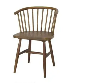 Sıcak satış amerikan tarzı yemek odası mobilyası kahverengi yuvarlak geri ahşap yemek sandalyesi