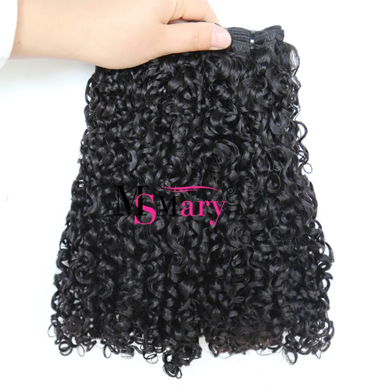 Ms Mary 12A Double Drawn Virgin Cuticle Aligned Pixie Curl Funmi Hair Bundles With Closure