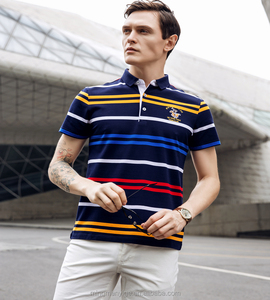 rayas de <span class=keywords><strong>marca</strong></span> de los hombres de negocios de camisas de polo 95% algodón 5% spandex de China fábrica OEM ODM venta al por mayor - Product Image 2