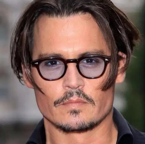 Queena Vintage Clear Getint Lens Johnny Depp Brilmontuur Retro Mannelijke Zonnebril Mannen Luxe Merk Zonnebril