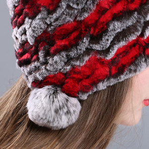 Phụ nữ mùa đông ấm áp Fluffy Rex Drone hat với Pom Pom Quadcopter lông ngoài trời người lớn Mũ mùa đông của phụ nữ Beanies mô hình hoạt hình - Product Image 6