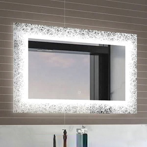 contemporain design éclairer beauté sans cadre anti-buée de mur de salle de bains capteur tactile LED lumière miroir avec motif - Product Image 1