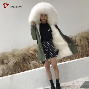 Mujeres de invierno de la moda ropa de piel de mapache forro Parka abrigo para la venta - Product Image 3