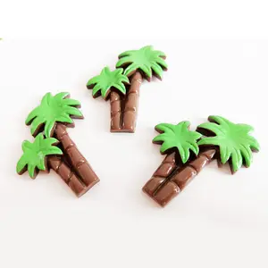 hot sale high quality large size summer palm coconut tree design epoxy resin cabochon flat back