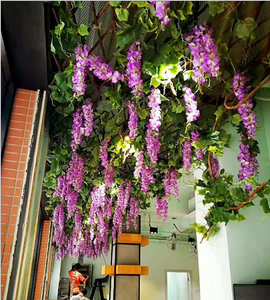 <span class=keywords><strong>Fleurs</strong></span> artificielles de glycine en tissu réaliste faites à la main pour la décoration de mariage - Product Image 2