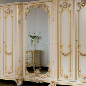 OE-FASHION in legno massello Europeo oro dipinto a sei-porta scorrevole <span class=keywords><strong>armadio</strong></span> Francese <span class=keywords><strong>con</strong></span> <span class=keywords><strong>specchio</strong></span> <span class=keywords><strong>armadio</strong></span> di stoccaggio - Product Image 2