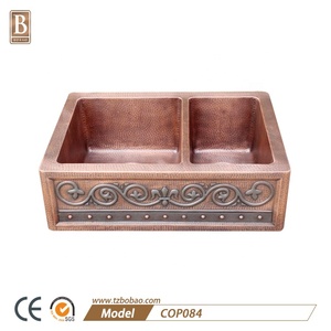 Vintage Retro Handmade Coffee Colour Double Bowl <strong>Copper</strong> Kitchen Basin <strong>Sink</strong> - Product Image 6