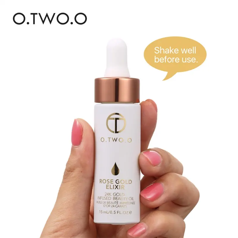 O.TWO.O 24k Rose Gold Elixir Skin Make Up Oil For Face Essential Oil Before Primer Foundation Moisturizing Face Oil Anti-aging