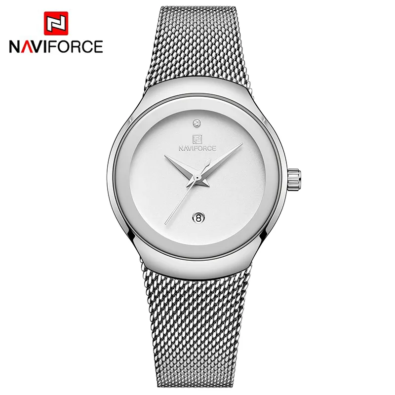 NAVIFORCE NF5004 Women Simple Style Dial Auto Date Watches Luxury Brand Stainless Steel Quartz Wristwatch