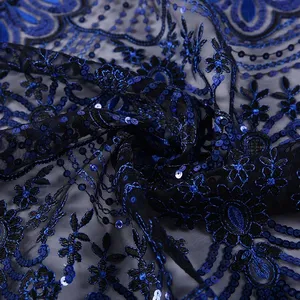 China supplier bridal mesh tulle sequence embroidery fabric with sequin