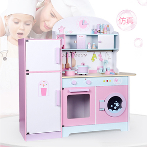 Juego de <span class=keywords><strong>Cocina</strong></span> Grande de <span class=keywords><strong>Madera</strong></span> Rosa, Juguete de <span class=keywords><strong>Cocina</strong></span> de <span class=keywords><strong>Madera</strong></span> con Refrigerador para Niños - Product Image 2
