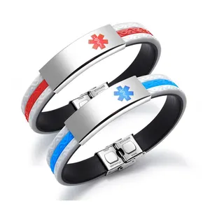 Medical jewelry men women silicon wristband hand bracelet with buttons