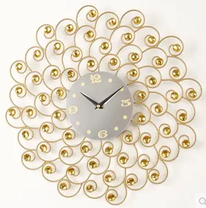 2016 new design golden iron wall clocks crystal wall decoration clocks