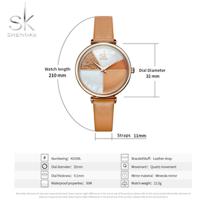 Shengke Fashion Women Wristwatch <strong>Bling</strong> Dial Female Leather <strong>Lady</strong> <strong>Watch</strong> Quartz Waterproof <strong>Watch</strong> for Girls Relogio Feminino K0109L - Product Image 5