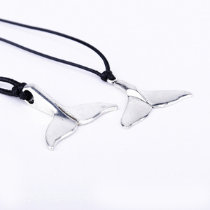Joyería de encanto de cola de sirena de chapado en plata delfín colgante de cola de collar - Product Image 1
