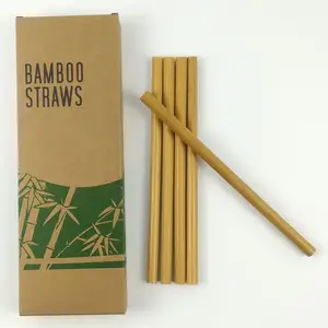 Vendita all'ingrosso cannucce riutilizzabili di bambù set-Commercio all'ingrosso Eco-Friendly logo personalizzato e cleaner Riutilizzabile bere paglia di bambù set