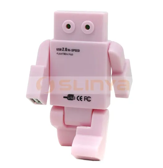 ที่น่าสนใจน่ารัก4อุปกรณ์มือถือ USB ชาร์จข้อมูลซิงค์หุ่นยนต์ฮับ