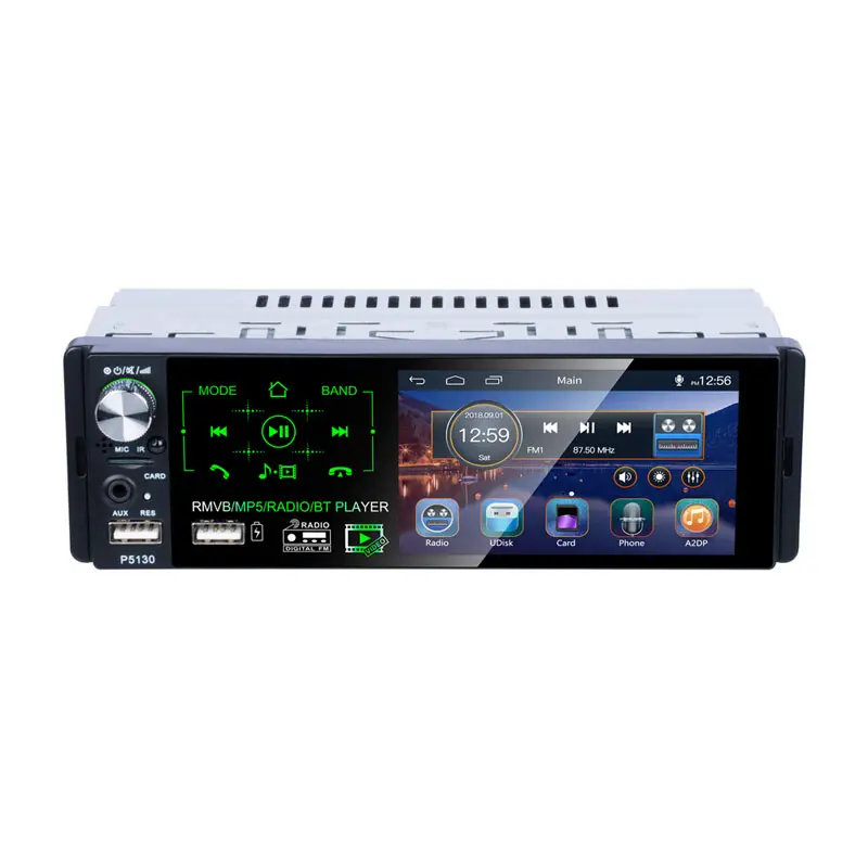 P5130 unterstützung Microphone und kamera Car Receiver 4.1 "Touch bildschirm RMVB/<span class=keywords><strong>MP5</strong></span>/Radio/BT Player AM FM 1din auto Radio RDS