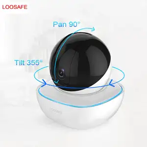 Kamera CCTV Putih 1080P H.264 Nirkabel, Kamera IP Dalam Ruangan WiFi, Kamera Keamanan Rumah 360 Derajat