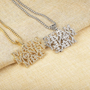 ที่กำหนดเอง18พันชุบทองรวมตัวอักษรกล่าวว่าเงินมายากลไมค์เย็นออกจี้สร้อยคอ - Product Image 6