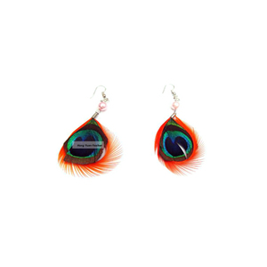 ER-32 gota tonos brillantes manera pendiente de la pluma del pavo real para el partido usando - Product Image 1