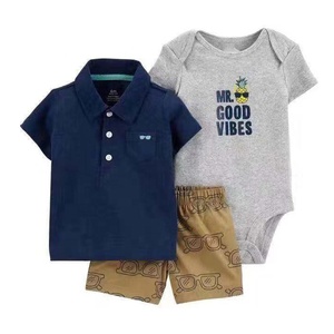 Ensemble 3 pièces de vêtements de qualité supérieure <span class=keywords><strong>pour</strong></span> bébé garçon, chemise barboteuse <span class=keywords><strong>pour</strong></span> nouveau-né, collection - Product Image 2