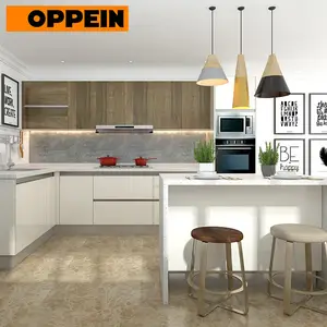 OPPEIN One-stop solution service laminated kitchen hanging cabinet designs