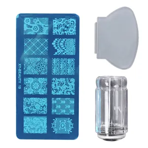 Bán Hot Nail Art Stamper Thép Không Gỉ Patterns Tấm Gel Thiết Kế Sơn Stamp Scraper Nail Art Stamping Kit