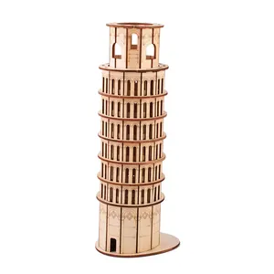 Yeni Land DIY Ahşap Bulmaca Pisa Kulesi Oyuncaklar Çocuklar için