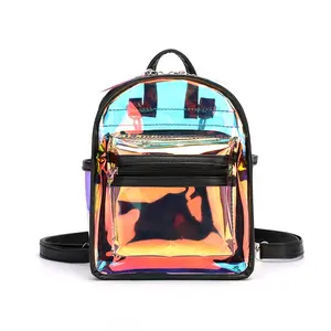 Vrouwen Mode Hologram Laser Glans Dames Sac Vrouwelijke Kleurrijke Clear Meisje Pvc Jelly Mini Rugzak Leuke