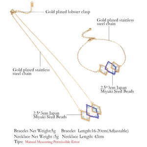 hecho a mano miyuki delica cuentas de semilla geométrica colgante de diamantes pulsera de acero inoxidable <span class=keywords><strong>joyeria</strong></span> cadena - Product Image 3