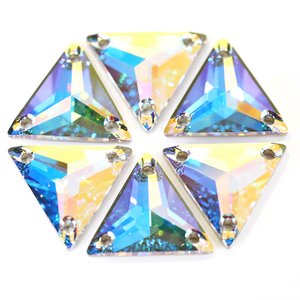 Top qualité or bas gros Triangle verre coudre sur strass dos plat couture sur strass pour strass épingle à cheveux - Product Image 5