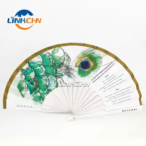 Customized design wooden silk hand fan with your logo