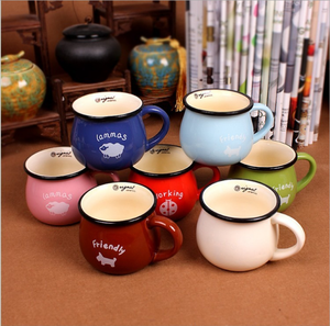 El desayuno colorido cerámica vientre grande de cerámica café con leche taza de porcelana - Product Image 1