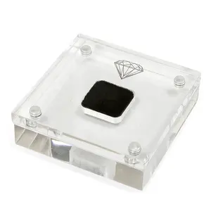 Fabriek Prijs Zwart En Wit Clear Acryl Diamant Gem Display Box Door Gemtrue